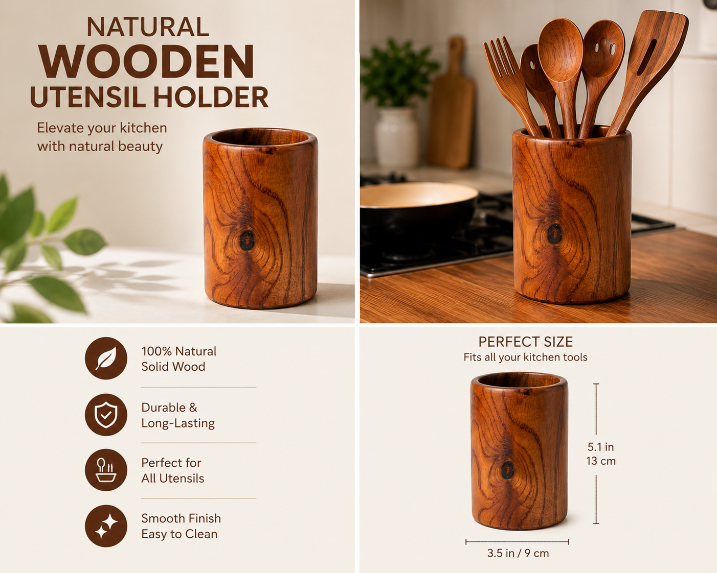 Wooden Utensil Holder