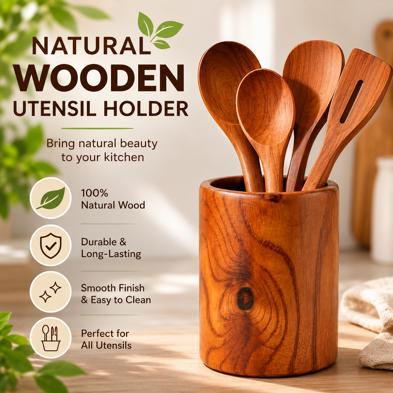 Wooden Utensil Holder
