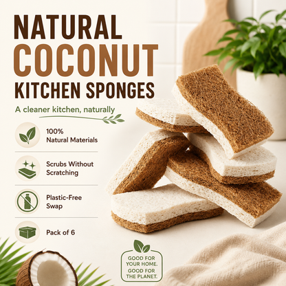 Natural Coconut Kitchen Sponges (6pcs)