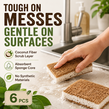 Natural Coconut Kitchen Sponges (6pcs)