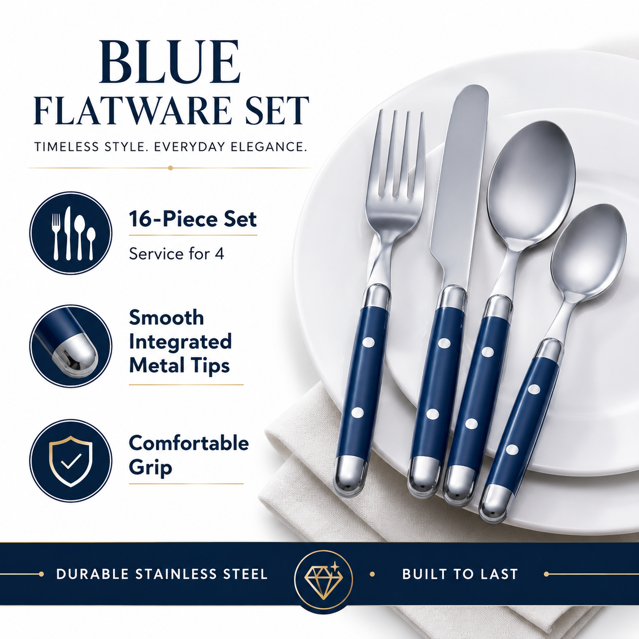 Jubilee Blue 16-Piece Flatware Set
