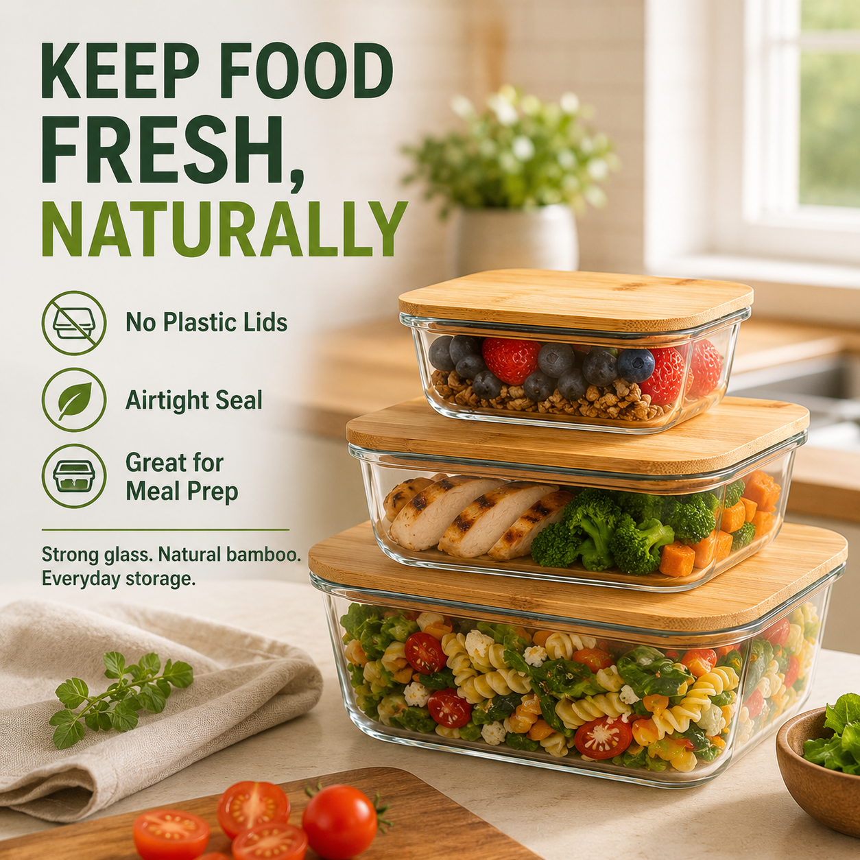 Pure Glass Food Storage Set - 3 Sizes