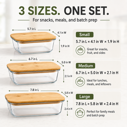 Pure Glass Food Storage Set - 3 Sizes